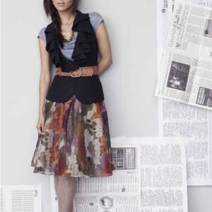 Anthropologie Edme & Esyllte 100% Silk Watercolor Full Skirt